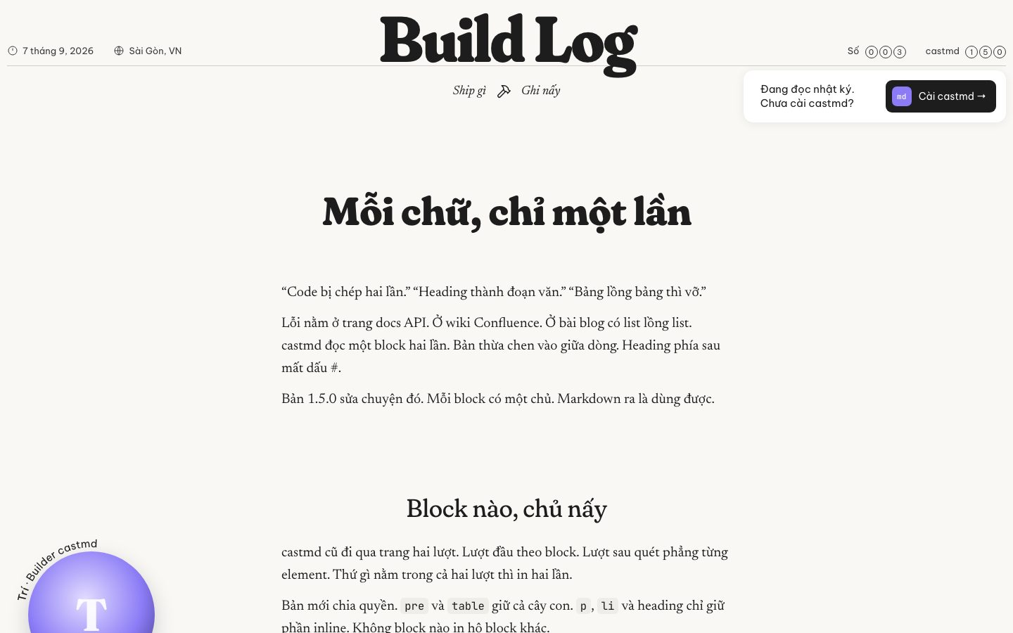 Mockup đầu tiên: masthead, tiêu đề, video tròn ở góc